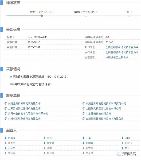 通告:明年2月正式實施,《GB壓縮空氣能效評估》標準全文通讀