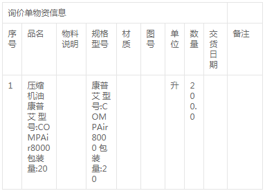 江西分宜發電廠壓縮機油（三次）采購詢價詢價公告